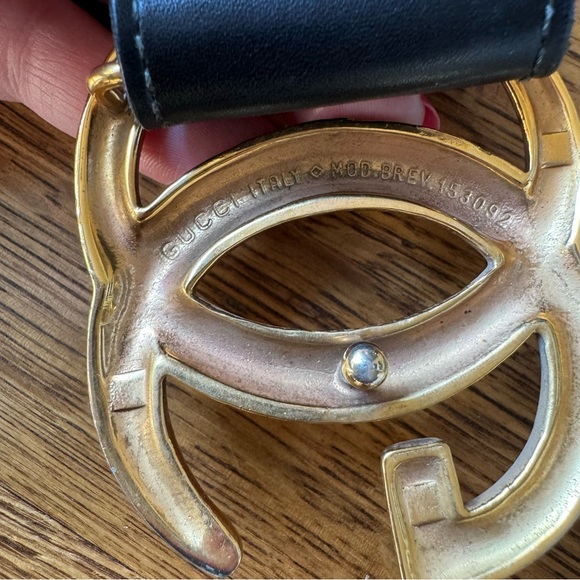 Gucci Vintage GG Black Leather Belt, Size 85 - Picture 11 of 12